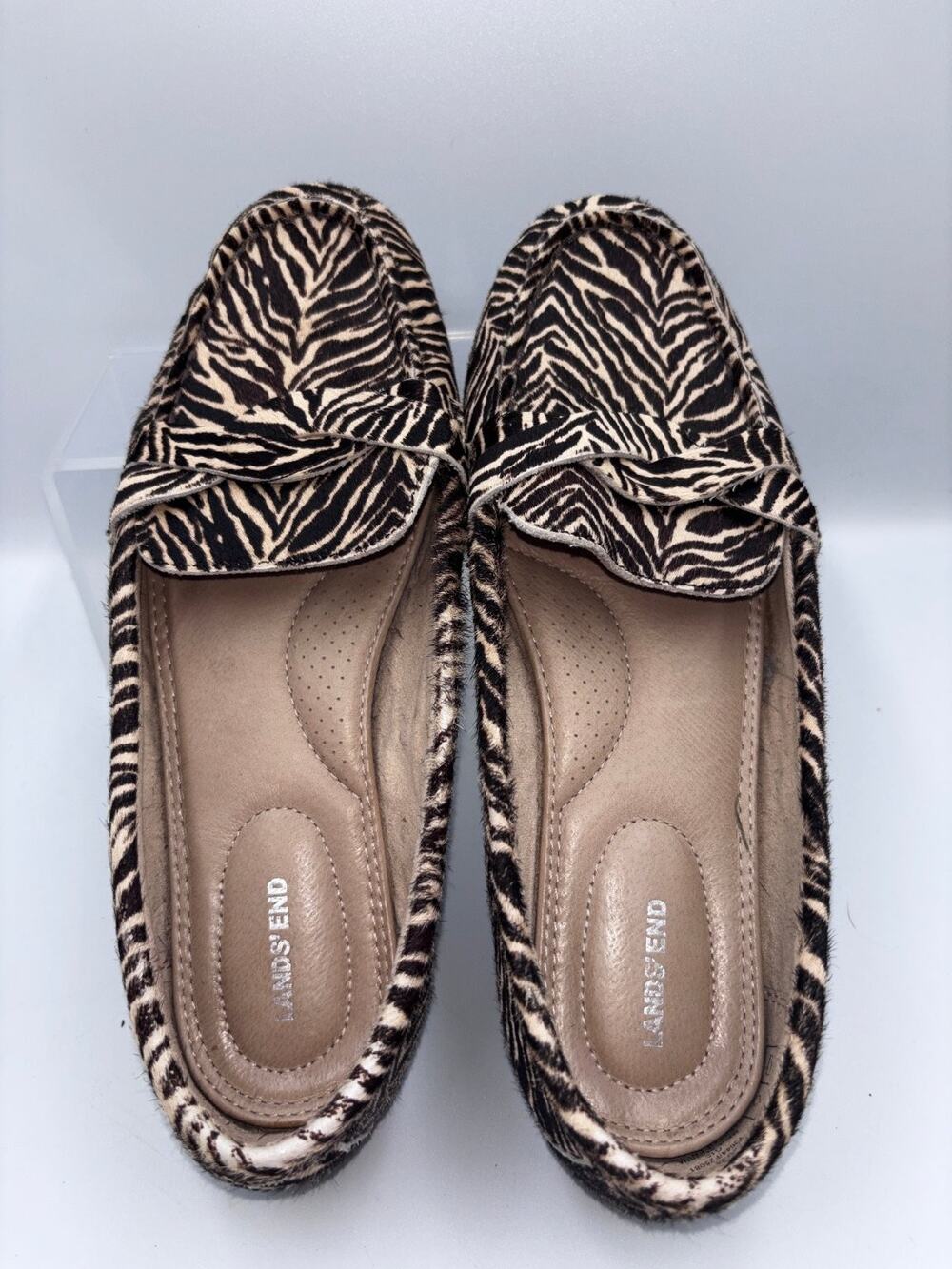 Lands' End Loafers Women’s Zebra Look Dyed Calf Hair US 7.5B Loafers